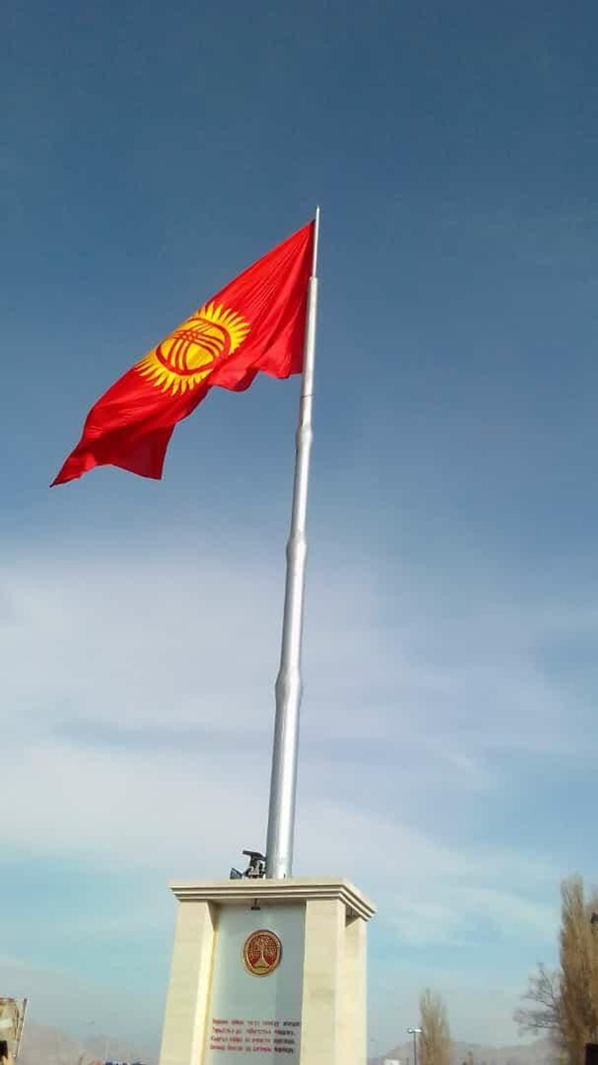 Установка флагштока высотой  37,5 метров в Кочкоре - Sputnik Кыргызстан, 1920, 24.01.2022