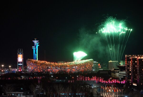 Олимпиада оюндарынын ачылыш салтанатында Пекиндин асманында атылган фейерверк - Sputnik Кыргызстан