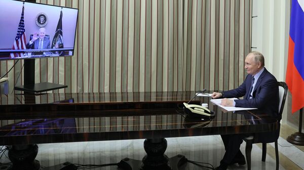 Переговоры президента РФ Владимира Путина и президента США Джо Байдена. Архивное фото - Sputnik Кыргызстан