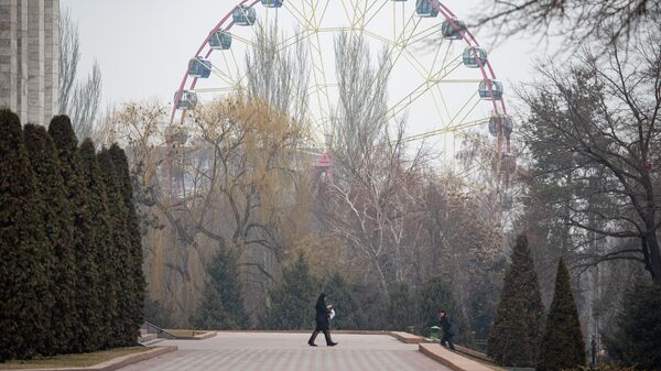 Панфилов атындагы парктын алдынан тп бара жаткан кыз. Архив  - Sputnik Кыргызстан