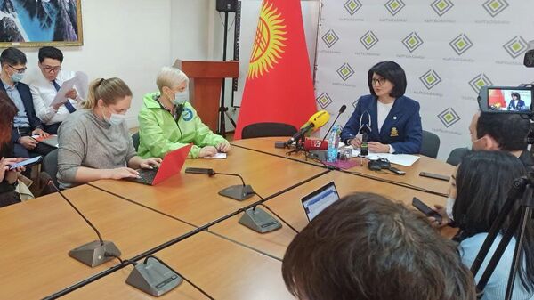 Улуттук банктын расмий өкүлү Аида Карабаева брифинг учурунда - Sputnik Кыргызстан