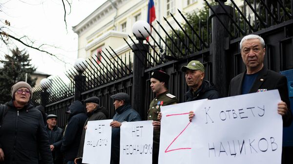 Митинг в поддержку российской спецоперации на Украине в Бишкеке - Sputnik Кыргызстан