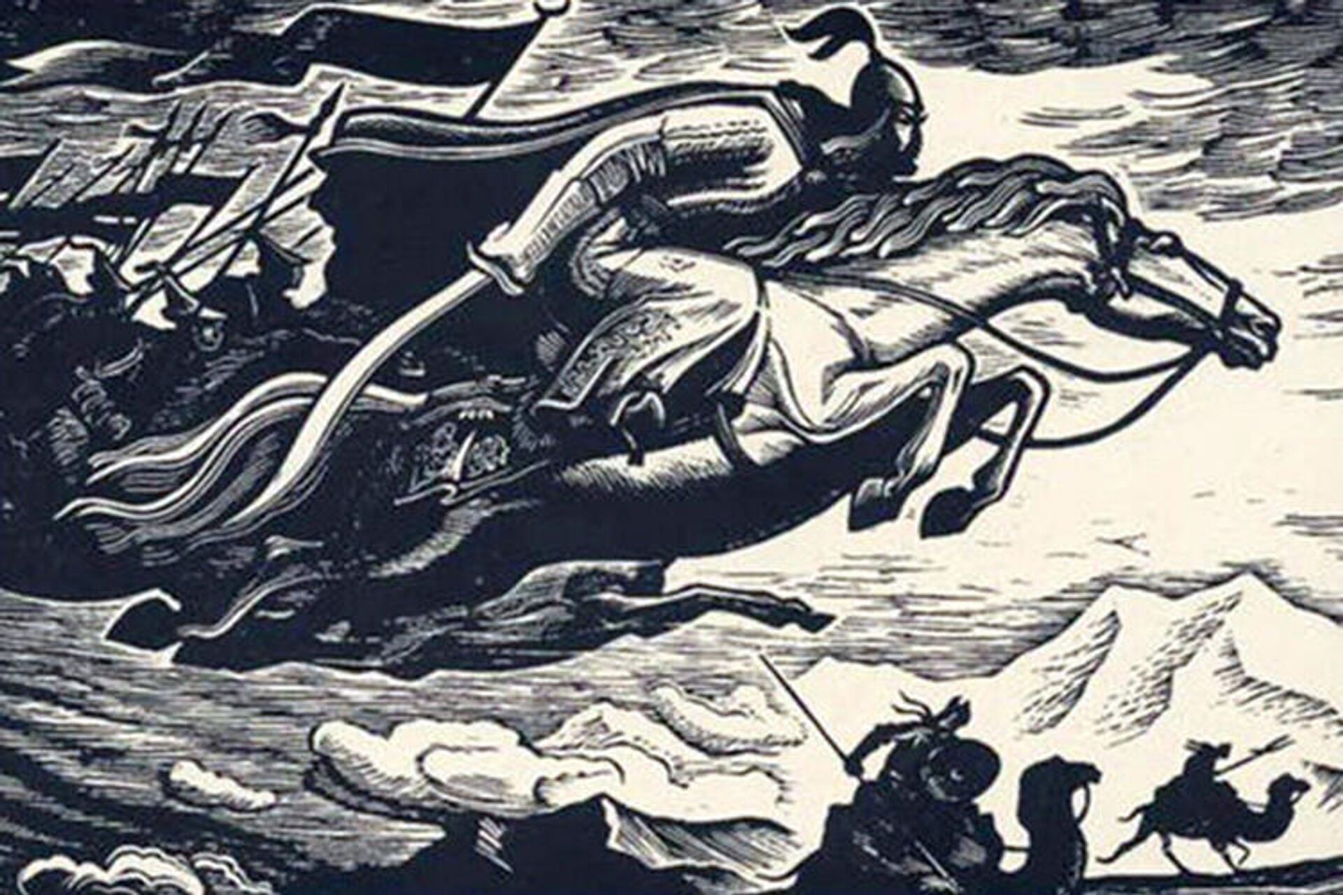 Иллюстрация Теодора Герцена из эпоса Манас - Sputnik Кыргызстан, 1920, 26.06.2022