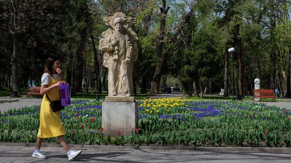 Бишкекте жолдо бараткан кыз. Архивдик сүрөт - Sputnik Кыргызстан