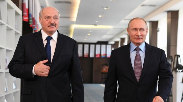 Россия менен Беларустун президенттери Владимир Путин жана Александр Лукашенко. Архив - Sputnik Кыргызстан