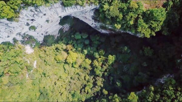 В Китае нашли гигантскую воронку, на дне которой растет древний лес. Видео - Sputnik Кыргызстан