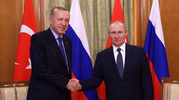 Президент РФ Владимир Путин и президент Турции Реджеп Тайип Эрдоган во время встречи в Сочи - Sputnik Кыргызстан