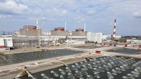 Охладительные бассейновые установки на Запорожской АЭС в Энергодаре.  - Sputnik Кыргызстан