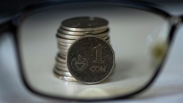 Монеты номиналом один сом видно через очки. Иллюстративное фото - Sputnik Кыргызстан