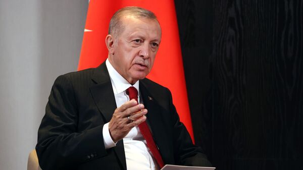 Президент Турции Реджеп Тайип Эрдоган во время саммита ШОС в Самарканде - Sputnik Кыргызстан