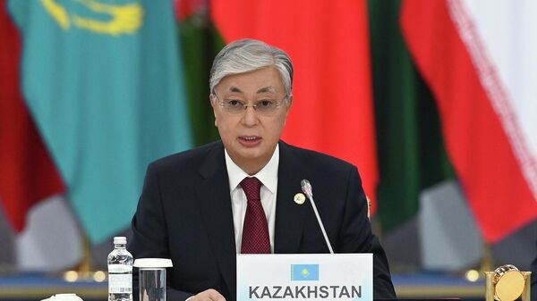 Президент Казахстана Касым-Жомарт Токаев на VI саммите Совещания по взаимодействию и мерам доверия в Азии (СВМДА) во Дворце Независимости в Астане - Sputnik Кыргызстан