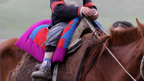Ребенок верхом на лошади. Иллюстративное фото - Sputnik Кыргызстан
