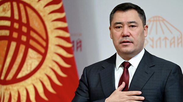 Президент КР Садыр Жапаров на первом Народном курултае в Бишкеке. Архивное фото - Sputnik Кыргызстан
