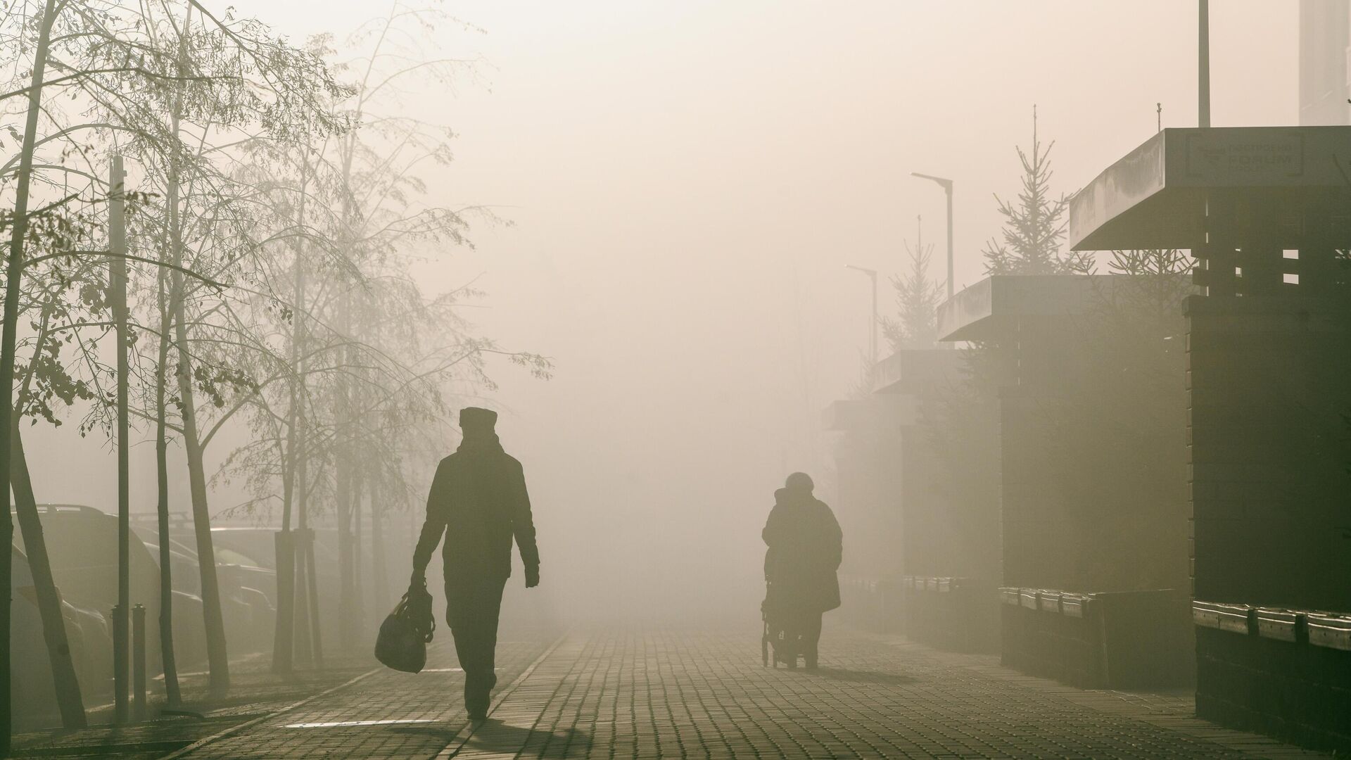 Люди идут по улице окутанной смогом. Архивное фото - Sputnik Кыргызстан, 1920, 03.12.2022