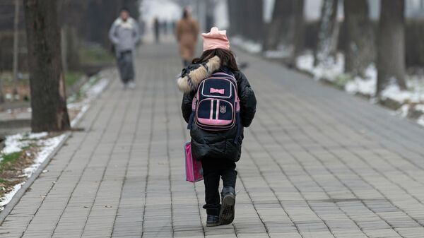 Школьница идет по улице в Бишкеке - Sputnik Кыргызстан