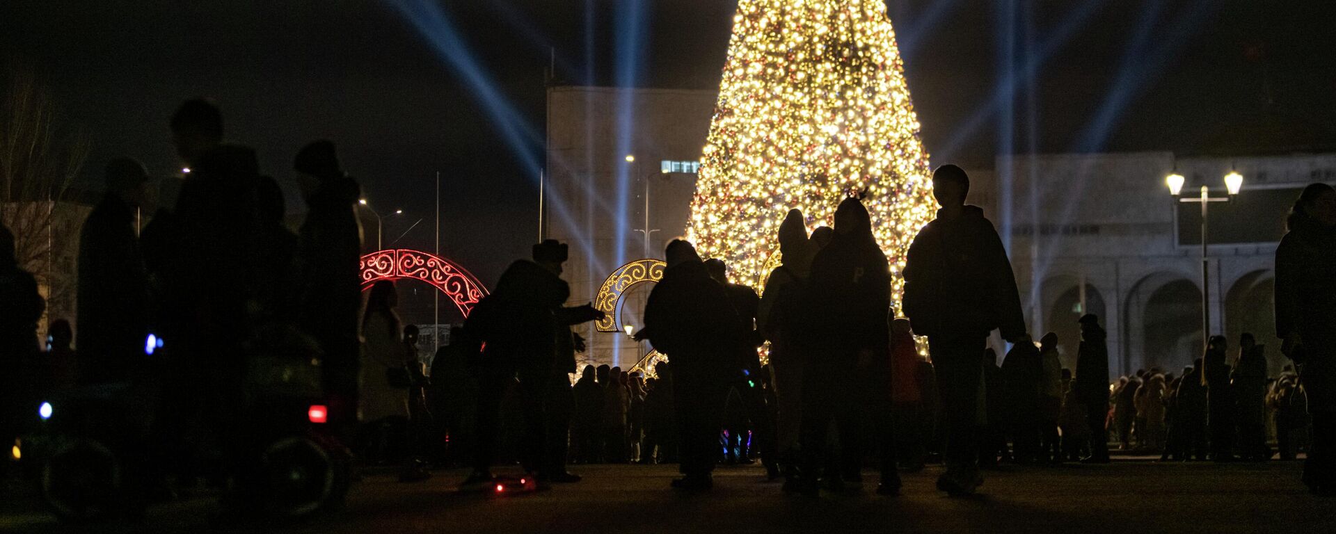 Горожане возле главной новогодней елки Кыргызстана на центральной площади Ала-Тоо в Бишкеке. Архивное фото - Sputnik Кыргызстан, 1920, 28.12.2022
