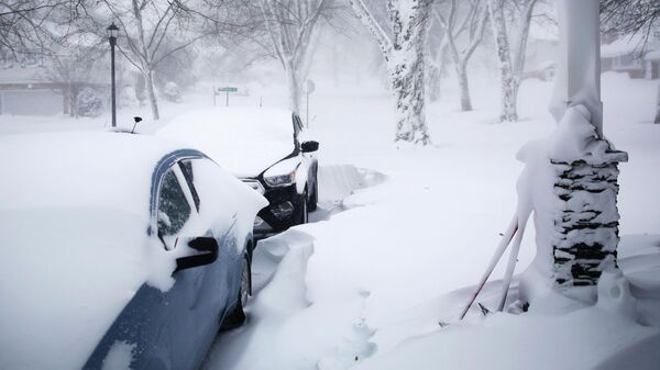 Снежный шторм бушует в западной части Нью-Йорка в Амхерсте, штат Нью-Йорк - Sputnik Кыргызстан