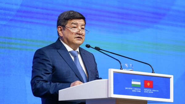Председатель кабинета министров Акылбек Жапаров выступает в ходе кыргызско-узбекского бизнес-форума в Бишкеке - Sputnik Кыргызстан