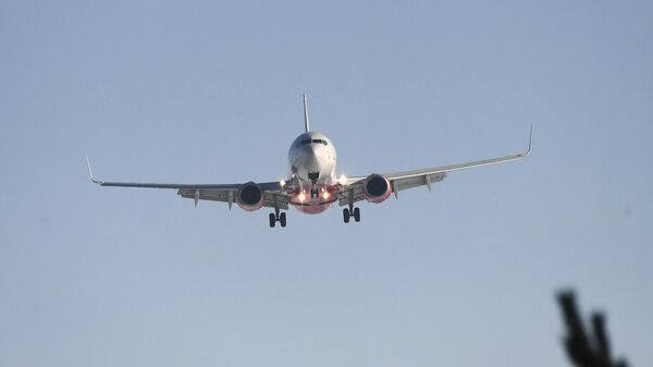 Самолёт совершает посадку в аэропорту. Архивное фото - Sputnik Кыргызстан