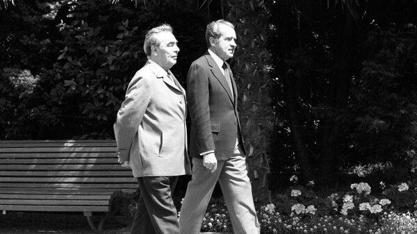 СССР менен АКШнын башчылары Леонид Брежнев жана Ричард Никсон. Архив - Sputnik Кыргызстан