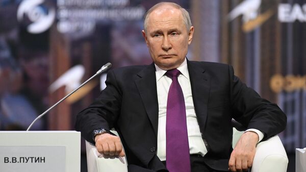 Президент РФ Владимир Путин на пленарном заседании Евразийского экономического форума в Москве - Sputnik Кыргызстан