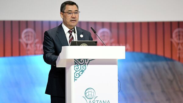 Президент Кыргызстана Садыр Жапаров выступает на международном форуме Астана в Казахстане - Sputnik Кыргызстан