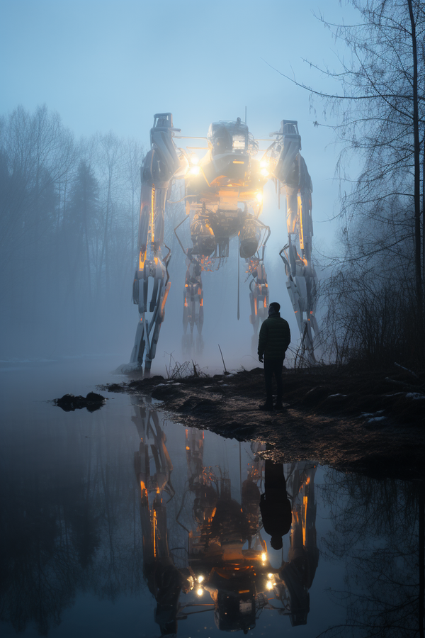 А это, наверное, робот, помогающий человеку перебраться через болотистую местность - Sputnik Кыргызстан