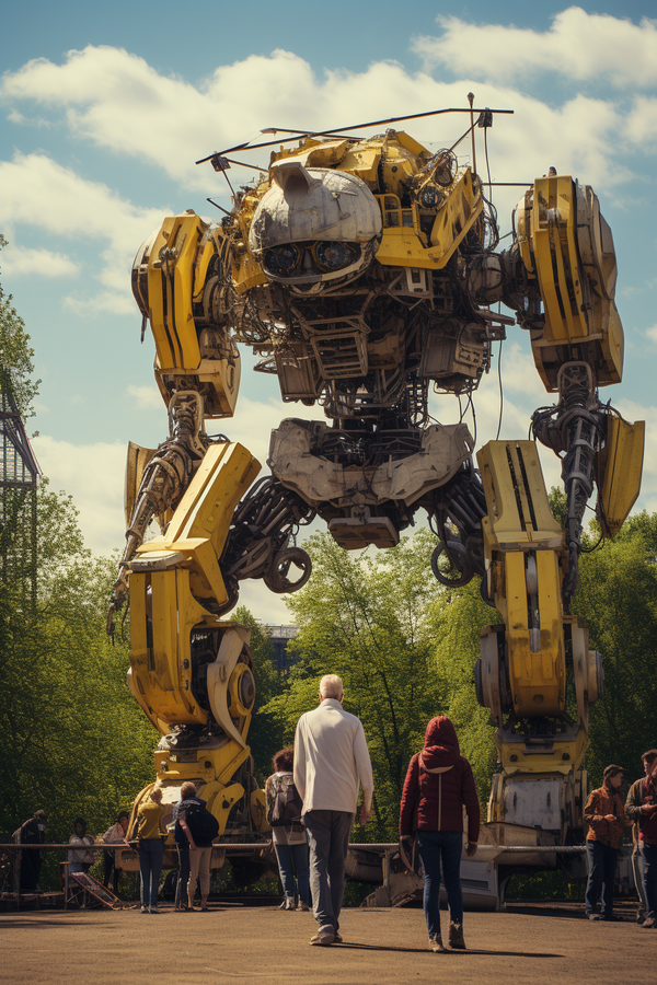 Похоже, на этой картинке изображен музей роботов. Огромный старый робот отдаленно напоминает автоботов из фильма &quot;Трансформеры&quot;. - Sputnik Кыргызстан