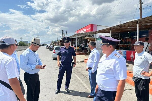 Отмечается, что автоинспекторы вместе с мэром города провели разъяснительную работу с продавцами стихийного рыбного рынка. - Sputnik Кыргызстан