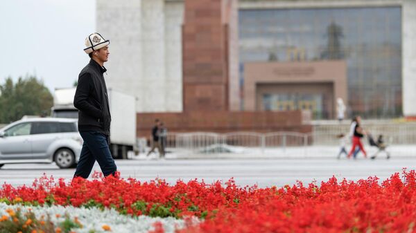 Молодой человек в на площади Ала-Тоо в Бишкеке - Sputnik Кыргызстан