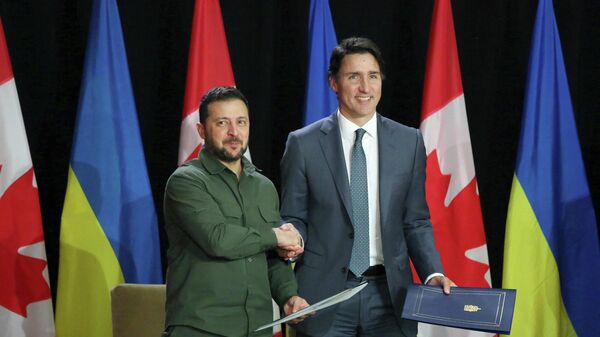 Встреча премьер-министра Канады Джастина Трюдо и президента Украины Владимира Зеленского - Sputnik Кыргызстан