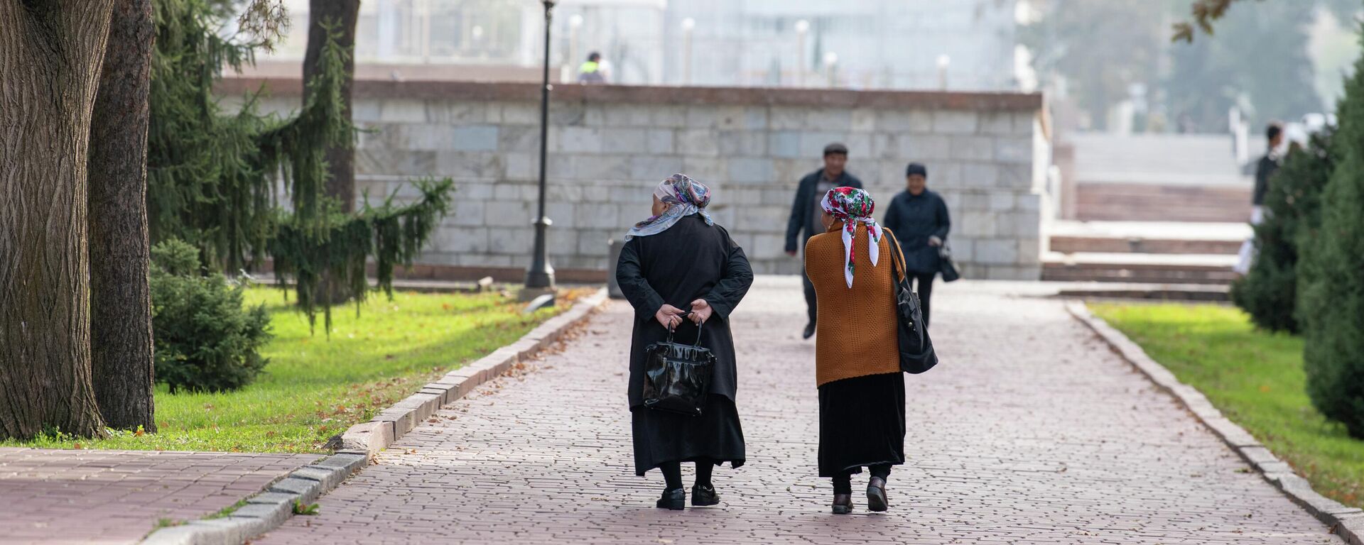 Пожилые женщины на прогулке в одном из парков Бишкека - Sputnik Кыргызстан, 1920, 05.11.2023