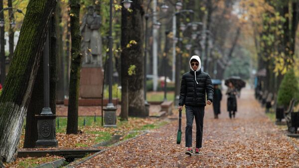 Парень идет по бульвару Эркиндик во время дождя в Бишкеке. Архивное фото - Sputnik Кыргызстан