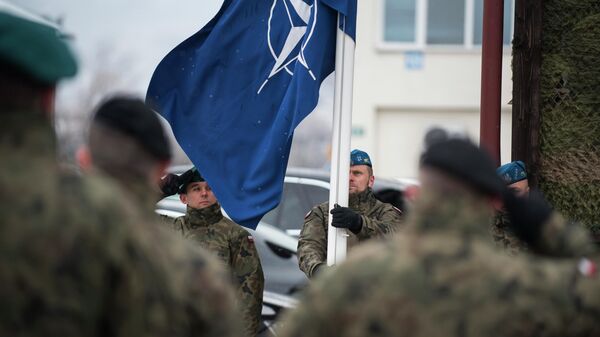 Военнослужащие поднимают флаг НАТО. Архивное фото - Sputnik Кыргызстан
