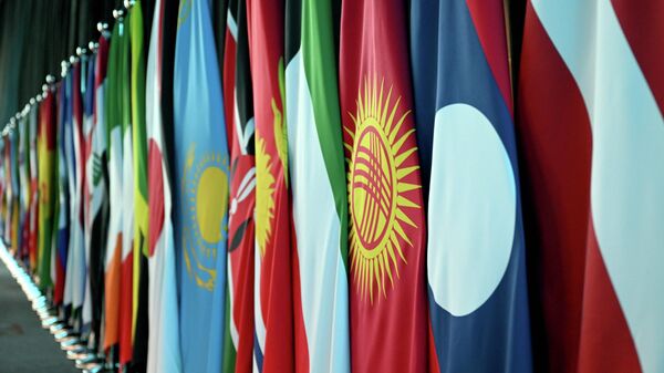 Флаги старн-участниц Всемирного правительственного саммита в Дубае - Sputnik Кыргызстан