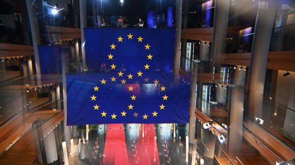 Флаги с символикой Евросоюза в здании Европарламента в Страсбурге. Архивное фото - Sputnik Кыргызстан