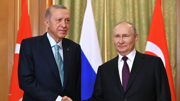 Президент РФ Владимир Путин и президент Турецкой Республики Реджеп Тайип Эрдоган. Архивное фото - Sputnik Кыргызстан