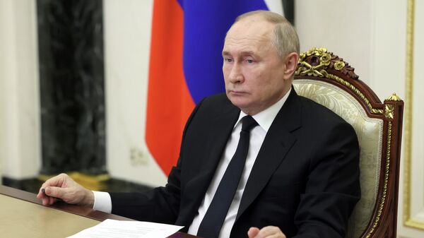 Президент РФ Владимир Путин на совещании по мерам, принимаемым после теракта в Крокус Сити Холле - Sputnik Кыргызстан