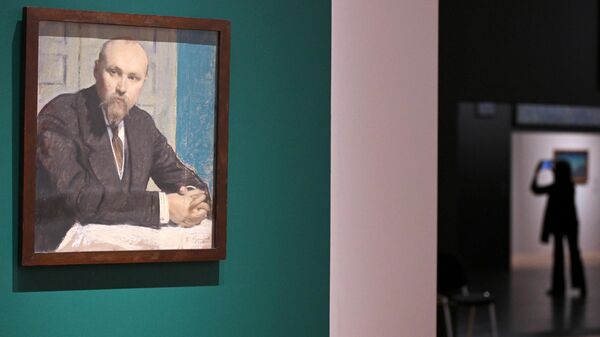 Картина Бориса Кустодиева Портрет Н.К. Рериха, представленная на выставке Николай Рерих в Москве. Архивное фото  - Sputnik Кыргызстан