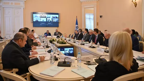 Заседание Объединенной комиссии при МПА СНГ по гармонизации законодательства в сфере безопасности и противодействия новым вызовам и угрозам в Санкт Петербурге - Sputnik Кыргызстан