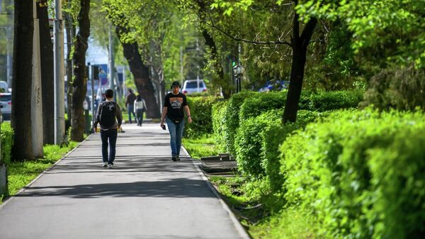 Прохожие на одной из улиц Бишкека весной - Sputnik Кыргызстан