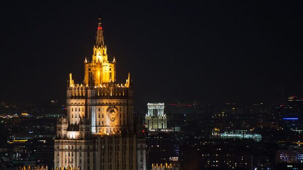 Здание министерства иностранных дел России ночью в Москве. Архивное фото - Sputnik Кыргызстан