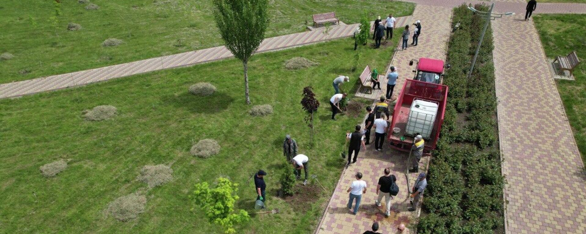 Выпускники российского вуза из 8 стран высадили деревья в Бишкеке — видео - Sputnik Кыргызстан, 1920, 05.05.2024