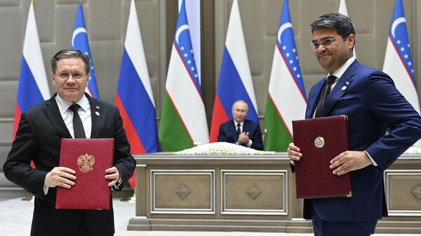 Генеральный директор Росатом Алексей Лихачев на церемонии подписания документов о сотрудничестве между Россией и Узбекистаном - Sputnik Кыргызстан