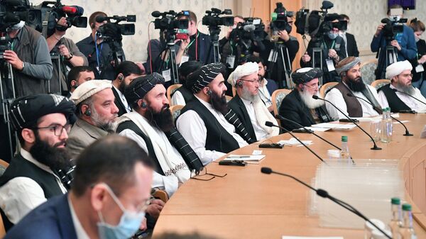 Представители политического совета движения Талибан во время заседания в Москве. Архивное фото - Sputnik Кыргызстан