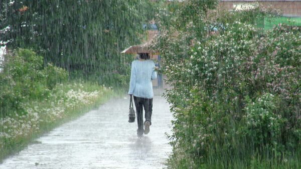 Женщина идет с зонтом во время дождя. Архивное фото  - Sputnik Кыргызстан