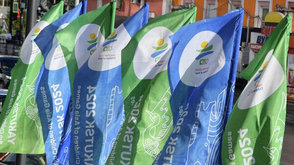 Флаги с символикой Международных спортивных игр Дети Азии в Якутске - Sputnik Кыргызстан