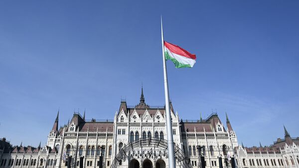 Венгерский флаг развевается перед зданием парламента в Будапеште. Архивное фото - Sputnik Кыргызстан