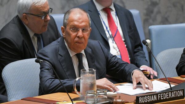 Глава МИД РФ С. Лавров на заседании Совета Безопасности ОНН в Нью Йорке  - Sputnik Кыргызстан