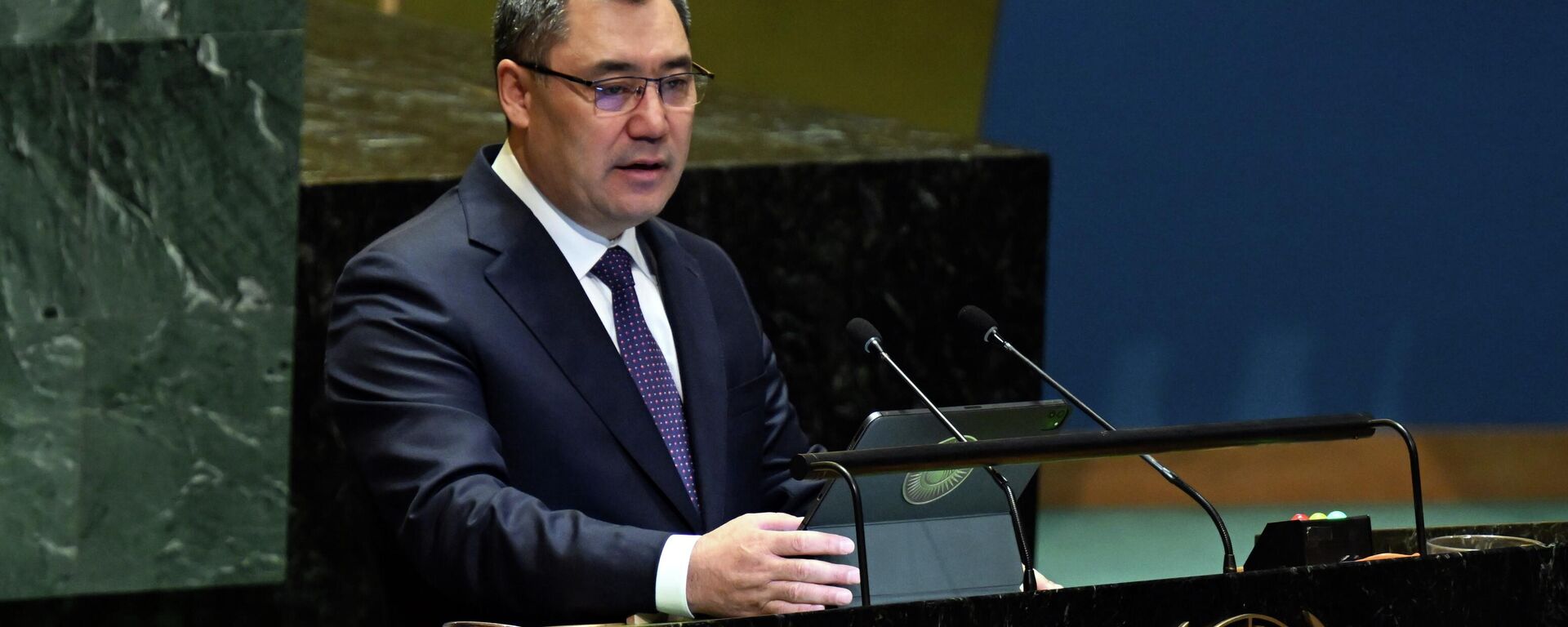 Выступление президента Садыра Жапарова на сессии Генеральной Ассамблеи ООН. Архивное фото - Sputnik Кыргызстан, 1920, 06.10.2025